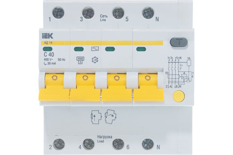 Купить Выключатель автоматический дифференциального тока 4п C 40А 30мА тип AC 4.5кА АД-14  IEK фото №5