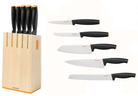 Купить Набор Fiskars: Ножи Functional Form в деревянном блоке 5шт   1014211 фото №1