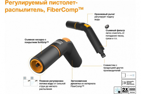 Купить Пистолет-распылитель Fiskars FiberComp регулируемый   1054781 фото №6