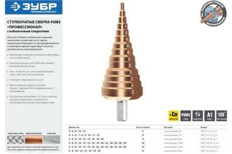 Купить Сверло ступ 29672-4-12-5 Зубр 4-12мм  5 ступеней фото №6